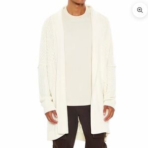 Forever 21 Men’s Fisherman Ivory Long Cable Knit Cardigan Sweater Cotton XL NWT